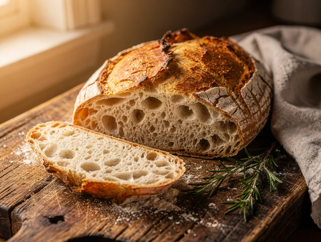 Gouden desembrood boule met karakteristieke inkerving